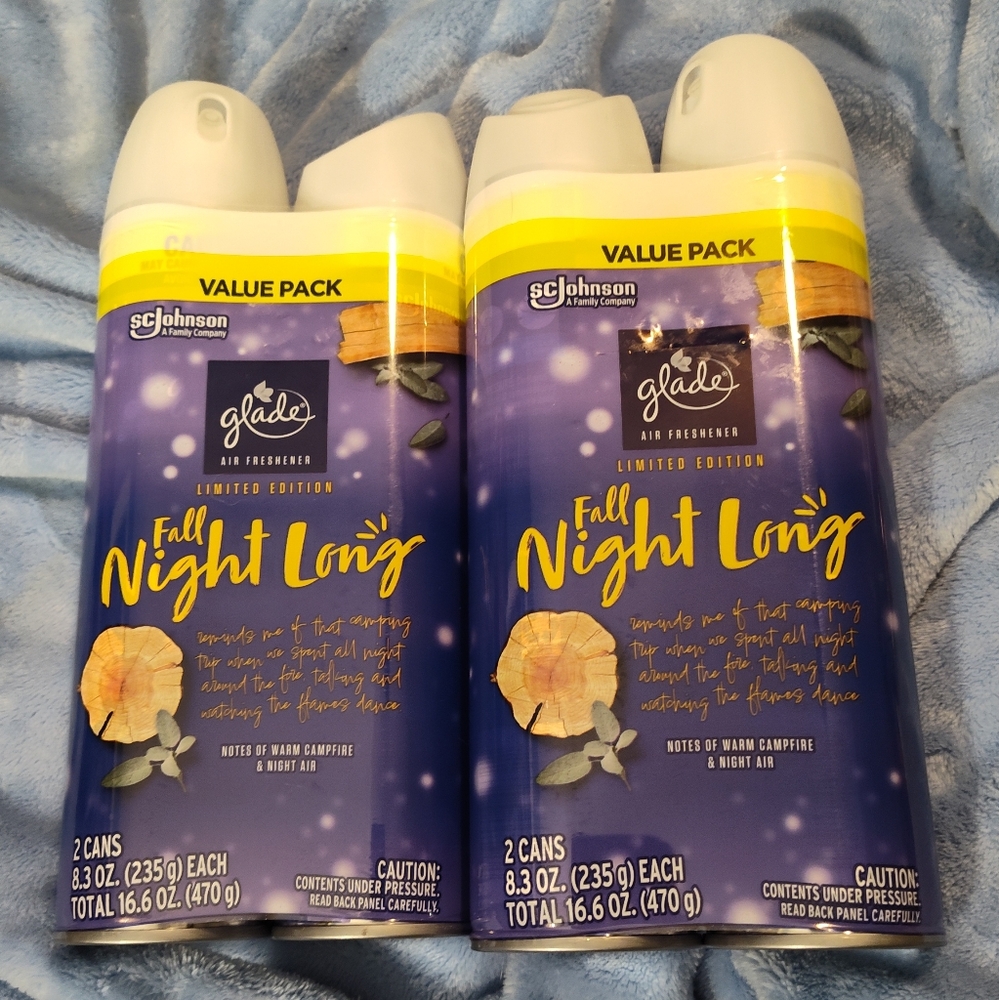 NEW! 2-2pks GLADE Fall Night Long Room Sprays (8.3oz ea)